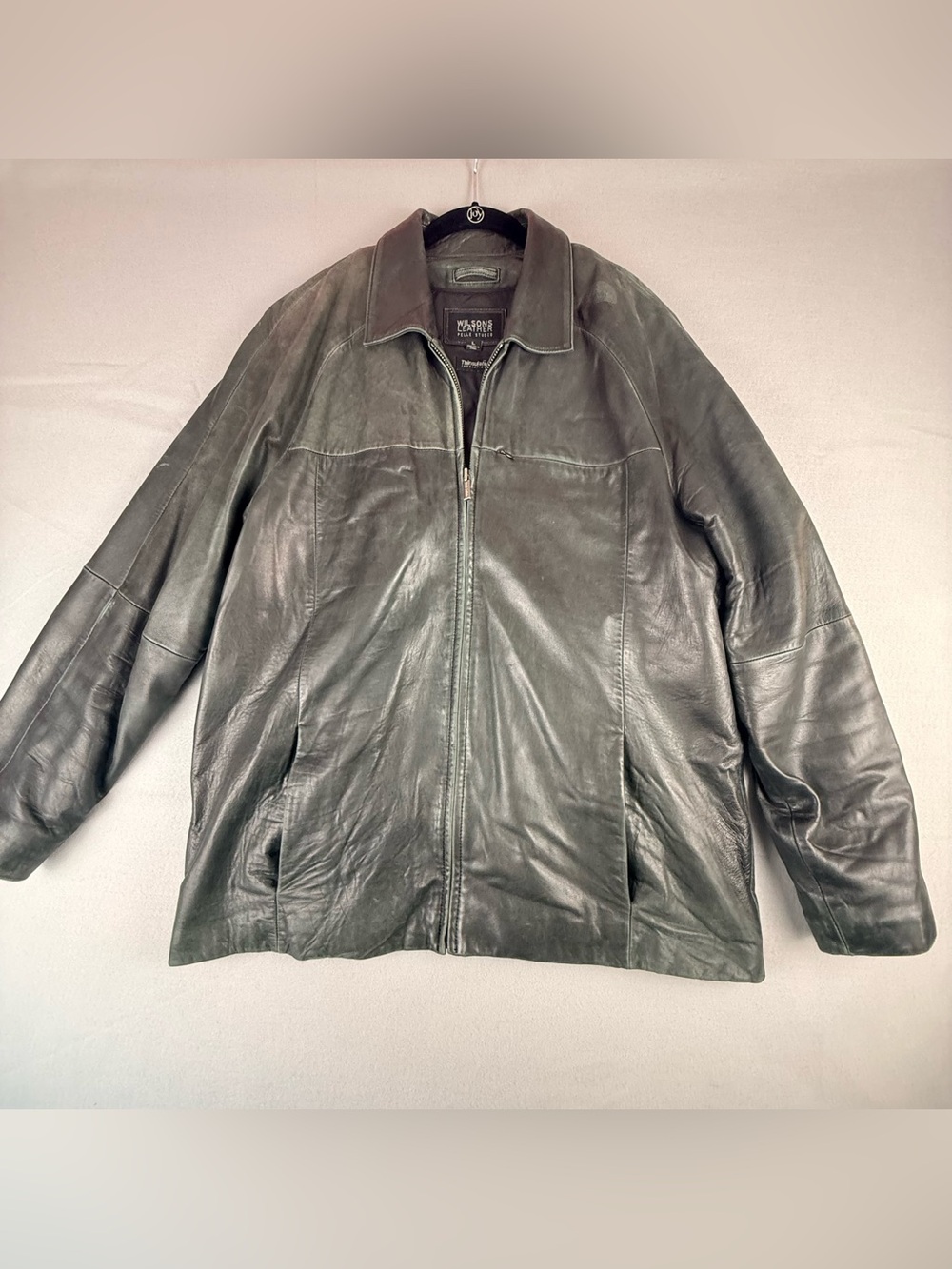 Vintage Wilsons Leather Pelle Studio Mens L Black Distressed Thinsulate Jacket
